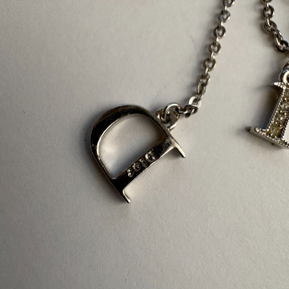 2000s vintage signed Christian Dior silver & crystal letter dangle earrings - Picture 7 of 9